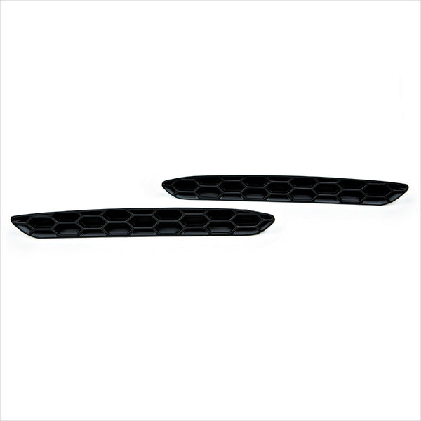 front view of two Acexxon Honeycomb Rear Reflector Inserts Gloss Black BMW F87 M2