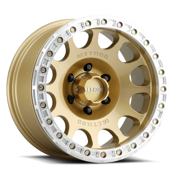 Method MR105 V3 Beadlock 17x9 -38mm Offset 5x5 71.5mm CB Gold Wheel w/ BH-H24125