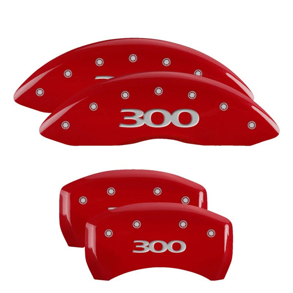 MGP 4 Caliper Covers Engraved Front & Rear 300 Red finish silver ch