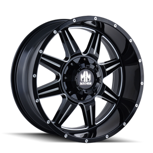 Mayhem 8100 Monstir 20x9 / 6x120 BP / 0mm Offset / 78.1mm Hub Black w/ Milled Spokes Wheel