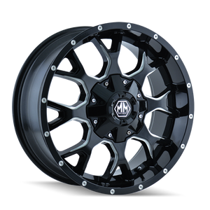 Mayhem 8015 Warrior 20x9 / 8x165.1 BP / 0mm Offset / 130.8mm Hub Black w/ Milled Spokes Wheel