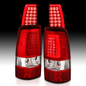 ANZO 2003-2006 Chevy Silverado 1500 LED Taillights Plank Style Chrome With Red/Clear Lens