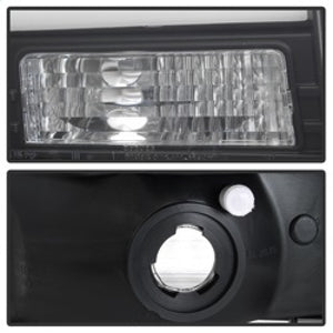 Spyder 99-04 Ford F250 Super Duty Projector Headlights - Light Bar - Black PRO-YD-FF25099V2-LB-BK