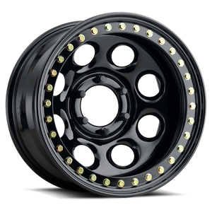 Raceline RT81 Rock 8 17x8in / 5x114.3 BP / -25mm Offset / 83.82mm Bore - Gloss Black Beadlock Wheel