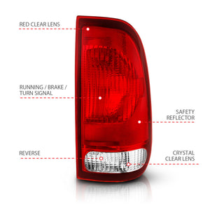 ANZO 1997-2003 Ford F-150 Taillight Red/Clear Lens (OE Replacement)