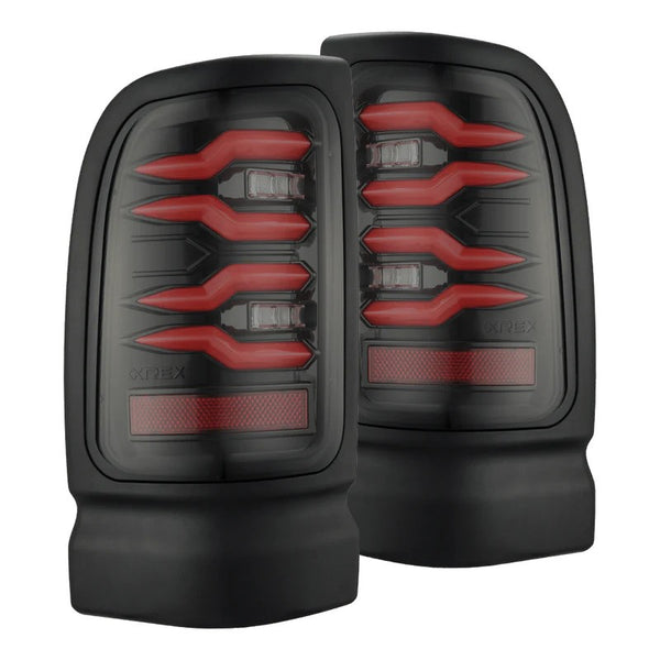 AlphaRex 94-01 Dodge Ram 1500/94-02 Ram 2500/3500 LUXX-Series LED Tail Lights Black Red