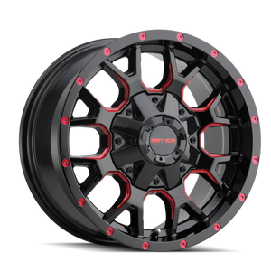 Mayhem 8015 Warrior 17x9 / 5x127 BP / 18mm Offset / 87mm Hub Black w/ Prism Red Wheel