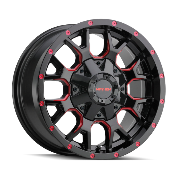 Mayhem 8015 Warrior 17x9 / 5x127 BP / 18mm Offset / 87mm Hub Black w/ Prism Red Wheel