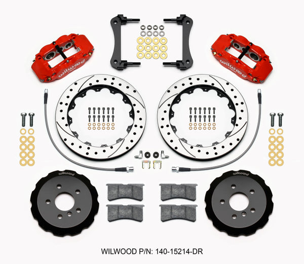 Wilwood Narrow Superlite 6R Front Hat Kit 12.88in Drill Red 2014-2015 Mini Cooper w/Lines
