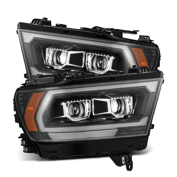 AlphaRex 19-22 Dodge Ram 1500 LUXX LED Proj Headlights Black w/Seq Activation Light/Seq Signal/DRL