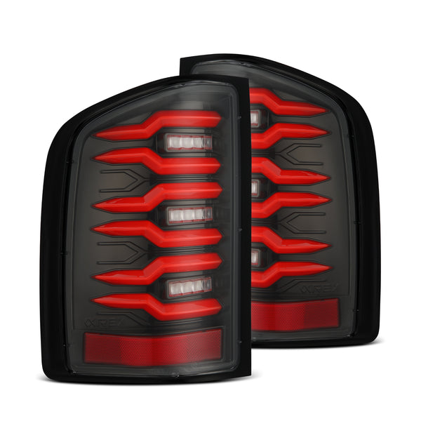 AlphaRex 07-14 Chevrolet Silverado 1500/2500HD/3500HD Luxx-Series LED Tail Lights Black/Red