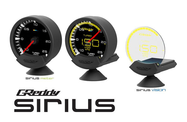 GReddy Sirius Vision Display (Turbo / Press / Temp / Voltage) 68mm Clear Thin-Film EL Display Gauge