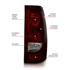 ANZO 2003-2006 Chevrolet Silverado 1500 Taillights Taillights Dark Red/Clear Lens (OE Style) (Pair)