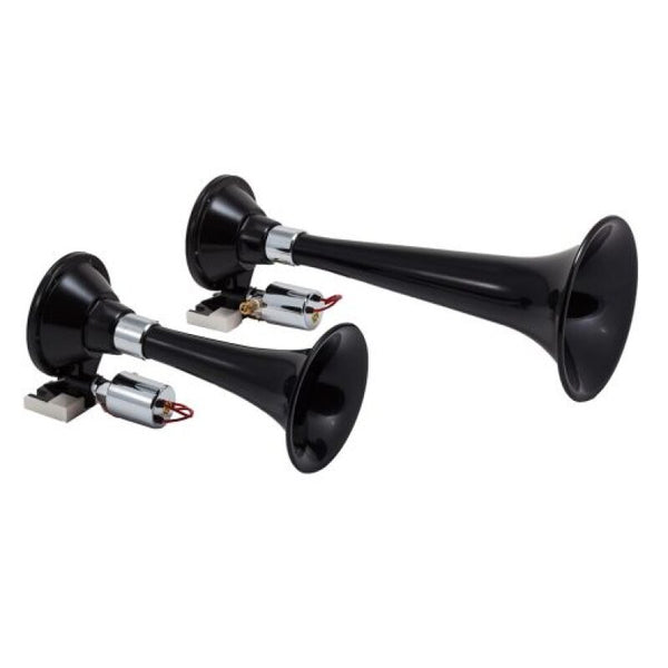 Kleinn Black Dual Horn/ 13In/8In - High Impact ABS Trumpet/ Zinc Alloy Base