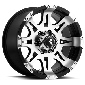 Raceline 982 Raptor 17x9in / 5x127 BP / 0mm Offset / 78.1mm Bore - Black & Machined Wheel