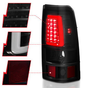 ANZO 1999-2002 Chevy Silverado 1500 LED Taillights Plank Style Black w/Smoke Lens