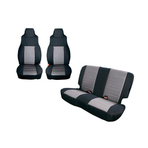 Rugged Ridge Seat Cover Kit Black/Gray 97-02 Jeep Wrangler TJ