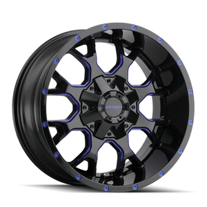 Mayhem 8015 Warrior 18x9 / 5x127 BP / 18mm Offset / 87mm Hub Black w/ Prism Blue Wheel