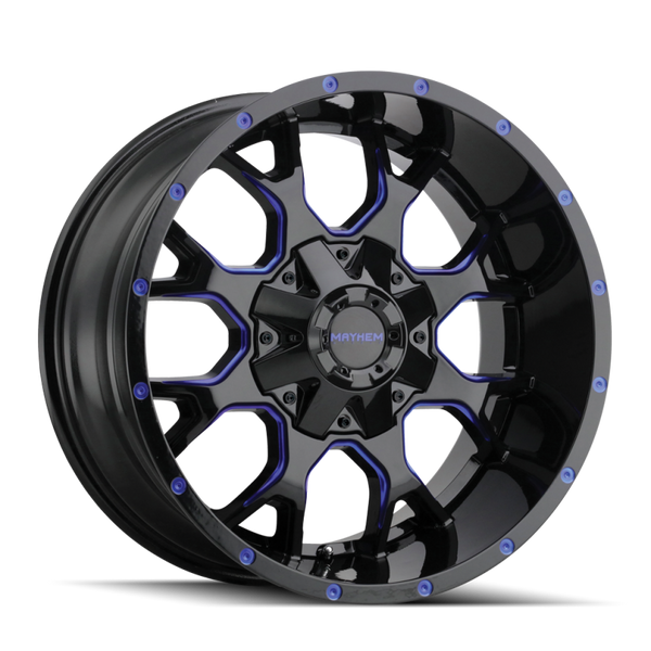 Mayhem 8015 Warrior 18x9 / 5x127 BP / 18mm Offset / 87mm Hub Black w/ Prism Blue Wheel