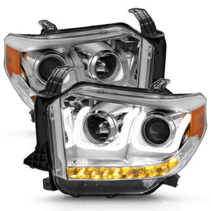 ANZO 2014-2016 Toyota Tundra Projector Headlights w/ U-Bar Chrome