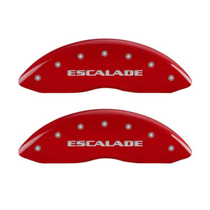 MGP 4 Caliper Covers Engraved Front & Rear Escalade Red finish silver ch