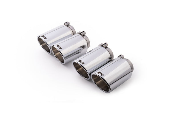 Remus Stainless Steel 102mm Angled Rolled Edge Chrome Tail Pipe Set (Quad Tips)