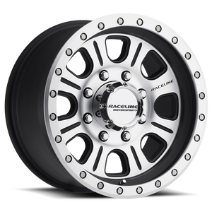 Raceline 928M Monster 17x9in / 5x127 BP / -12mm Offset / 83.82mm Bore - Black & Machined Wheel