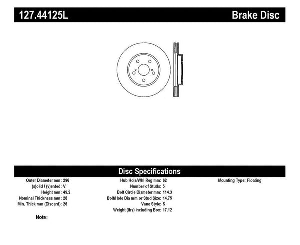 StopTech 02 Lexus ES 250/300/330/350 / 05-07 Toyota Avalon Slotted & Drilled Left Front Rotor