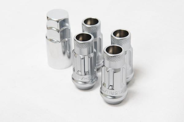 Wheel Mate 14x1.50 Monster Lug Satin Silver Locking Lug Nut  - Set of 4