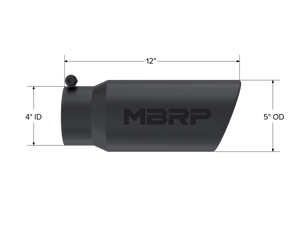 MBRP Universal Tip 5 O.D. Angled Rolled End 4 inlet 12 length - Black Finish