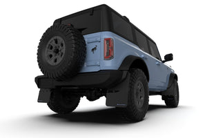 Rally Armor 21-22 Ford Bronco (Steel Bmpr - NO Rptr/Sprt - NO RR/RB) Blk Mud Flap w/Cy Orange Logo