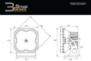 Diode Dynamics SS3 LED Pod Max - Yellow SAE Fog Standard (Pair)