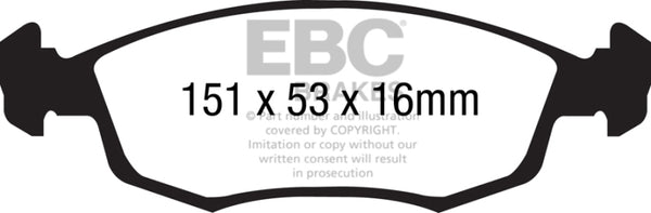 EBC 11+ Fiat 500 1.4 (ATE Calipers) Yellowstuff Front Brake Pads