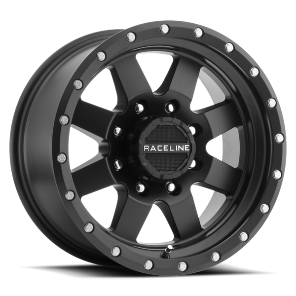 Raceline 935B Defender 17x9in / 5x127 BP / 0mm Offset / 83.82mm Bore - Satin Black Wheel