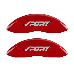 MGP 4 Caliper Covers Engraved Front & Rear No bolts/Sport Red finish silver ch