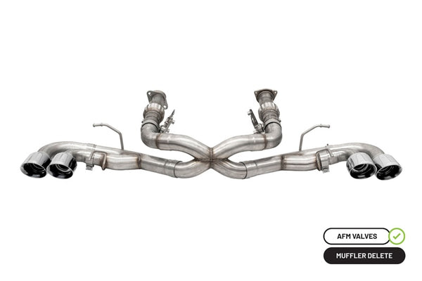 Corsa 20-25 Corvette C8 3in Xtreme Cat-Back Exhaust 4.5in Pol Quad Tips - Integrates stock AFM Valve