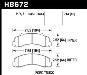 Hawk 10-11 Ford Expedition/F-150 SVT Raptor / 10-11 F-150 Performance Ceramic Front Street Brake Pad