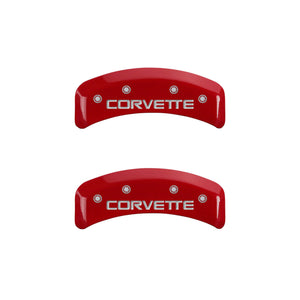 MGP 4 Caliper Covers Gloss Red Engraved with Corvette C4 (Full Kit 4 Pieces)