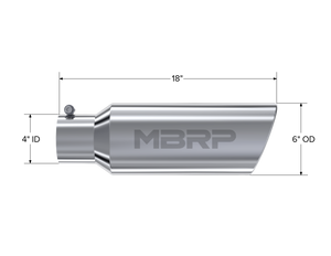 MBRP Universal Tip 6in OD Rolled End 4in Inlet 18in Length T304