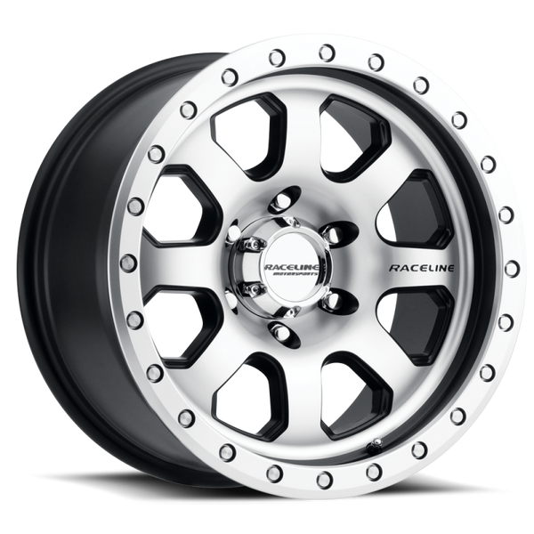 Raceline 929M Avenger 17x9in / 5x127 BP / -12mm Offset / 83.82mm Bore - Black & Machined Wheel