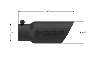 MBRP Universal Tip 4in OD 3in Inlet 10in Length Dual Wall Angled End Black