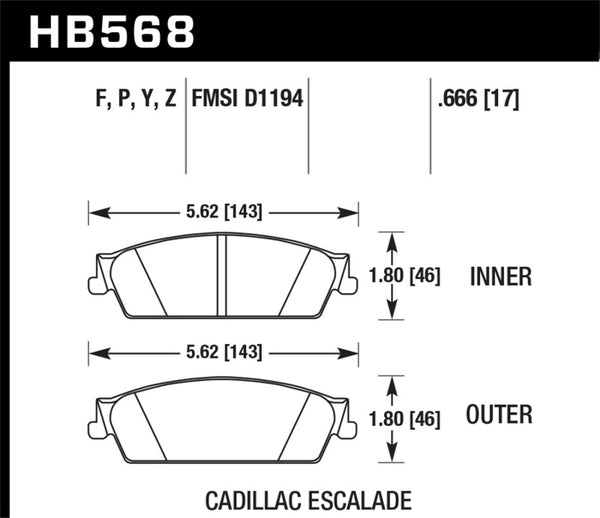 Hawk 07 Chevy Tahoe LTZ LTS Rear Brake Pads