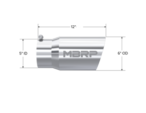 MBRP Universal Tip 6 O.D. Dual Wall Angled 5 inlet 12 length