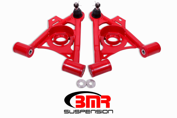 BMR 79-93 Fox Mustang Non-Adj Lower A-Arms Standard Ball Joint Spring Pocket - Red