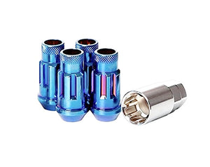 Wheel Mate Muteki SR48 Open End Locking Lug Nut Set of 4 - Burning Blue Neon 12x1.25 48mm