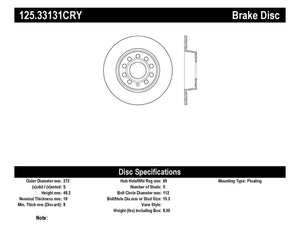 Stoptech 10-13 VW Golf/GTI/Jetta w/ 272mm Rear Disc Rear Premium High Carbon Cryo Brake Rotor