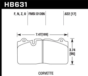 Hawk 09-11 Corvette Z06/ZR-1 (w/Carbon Ceramic Brake Package and Iron rotors) HP+ Autocross Front Br