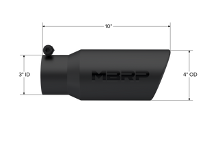 MBRP Universal Tip 4in OD 3in Inlet 10in Length Angled Rolled End Black