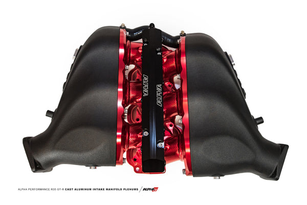 AMS Performance 2009+ Nissan GT-R Alpha Cast Plenum/Billet Intake Manifold w/ Std Fuel RailRed