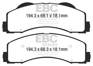 EBC 15+ Ford F150 2.7 Twin Turbo (2WD) Extra Duty Front Brake Pads